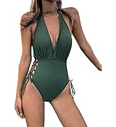 Amazon | [ISLAYCAOLILA] ワンピース 水着 ホルターネック